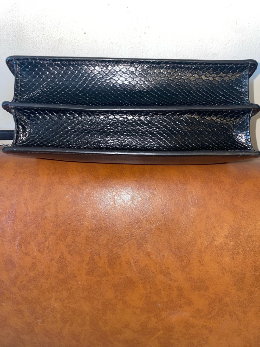 Coach Black Leather & Signature Canvas Chain Shoulder Bag with Silver Studs - Picture 6 of 17